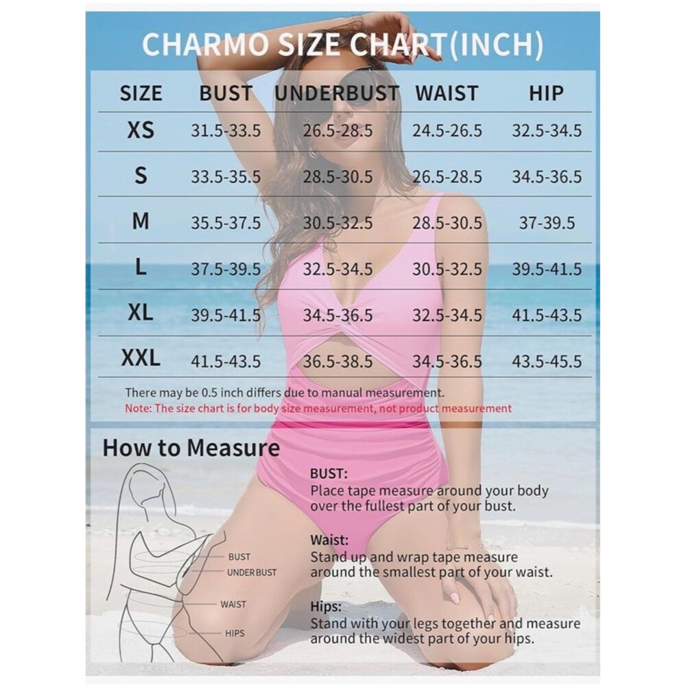 Charmo One Piece Swimsuit Cutout Red High Waisted Monokini Red Medium NWT - Picture 6 of 10